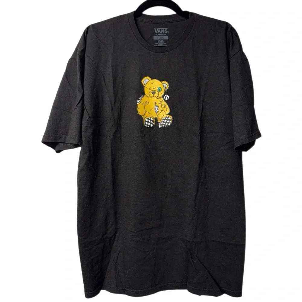Vans - Black Teddy Bear Graphic Tee - Checkerboard Feet - Classic Fit - Size XL - Picture 6 of 6
